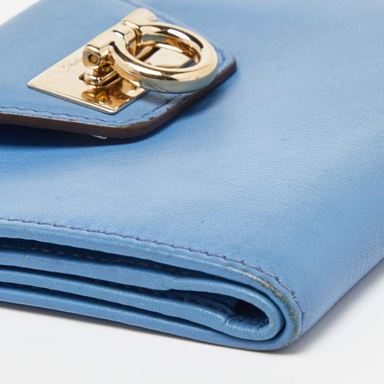 مملوكة مسبقًا Salvatore Ferragamo Blue Leather Gancini Wallet