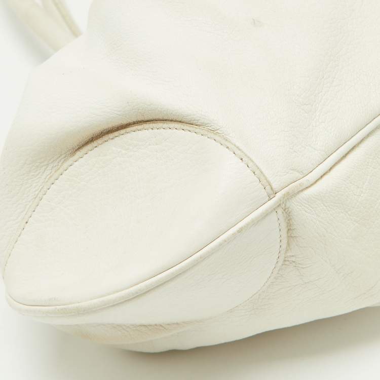 Pre Owned Salvatore Ferragamo White Leather Marisa Hobo
