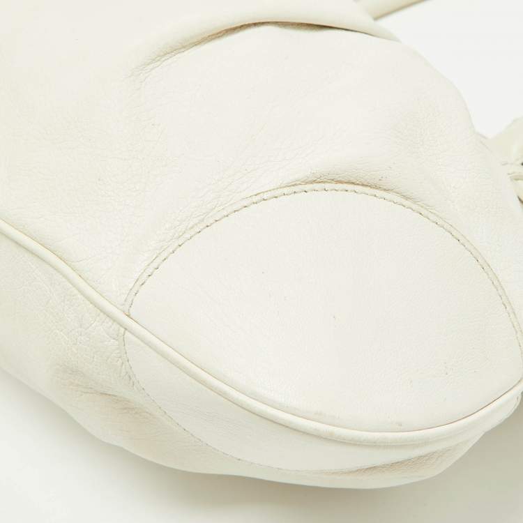 Pre Owned Salvatore Ferragamo White Leather Marisa Hobo