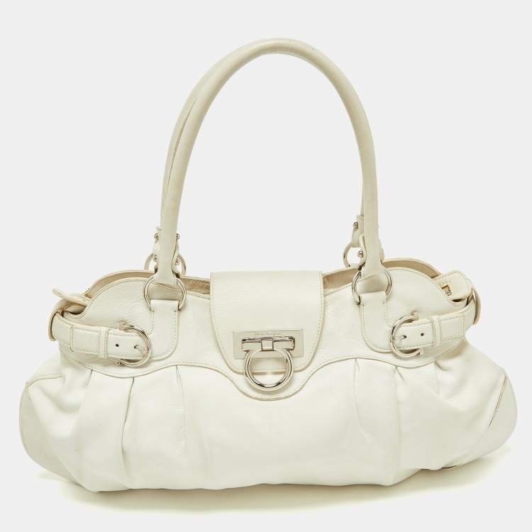 Salvatore ferragamo discount white handbag