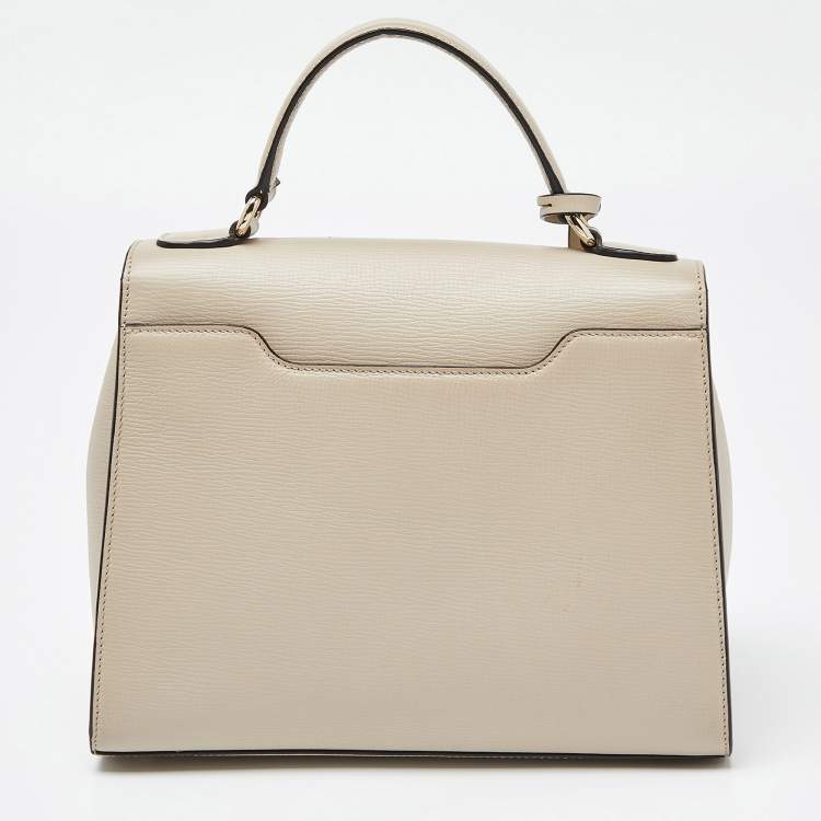 Pre Owned Salvatore Ferragamo Beige Leather Letty Top Handle Bag