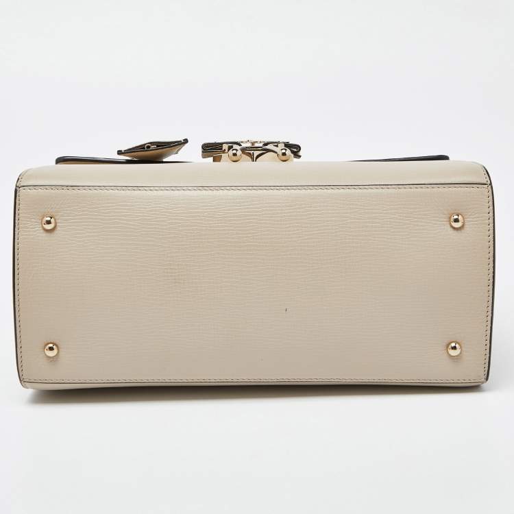 Pre Owned Salvatore Ferragamo Beige Leather Letty Top Handle Bag