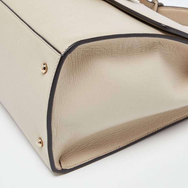 Pre Owned Salvatore Ferragamo Beige Leather Letty Top Handle Bag