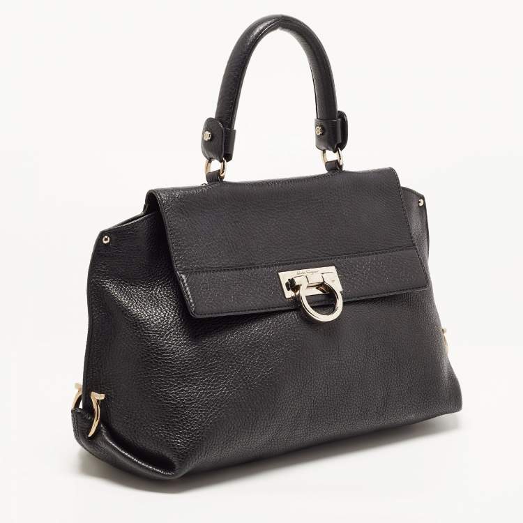 مملوكة مسبقًا Salvatore Ferragamo Black Leather Medium Sofia Top Handle Bag
