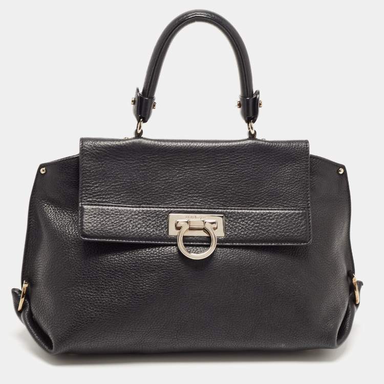 مملوكة مسبقًا Salvatore Ferragamo Black Leather Medium Sofia Top Handle Bag