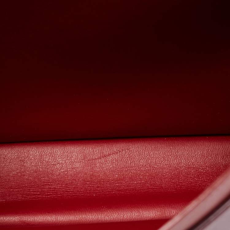 Pre Owned Salvatore Ferragamo Red Leather Gancio Lock Top Handle Bag
