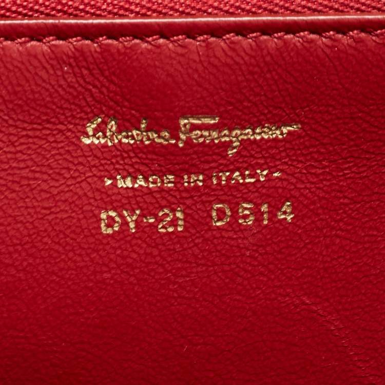 Pre Owned Salvatore Ferragamo Red Leather Gancio Lock Top Handle Bag