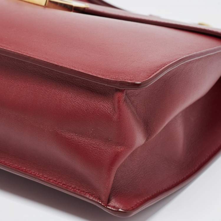 Pre Owned Salvatore Ferragamo Red Leather Gancio Lock Top Handle Bag