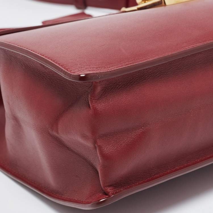 Pre Owned Salvatore Ferragamo Red Leather Gancio Lock Top Handle Bag