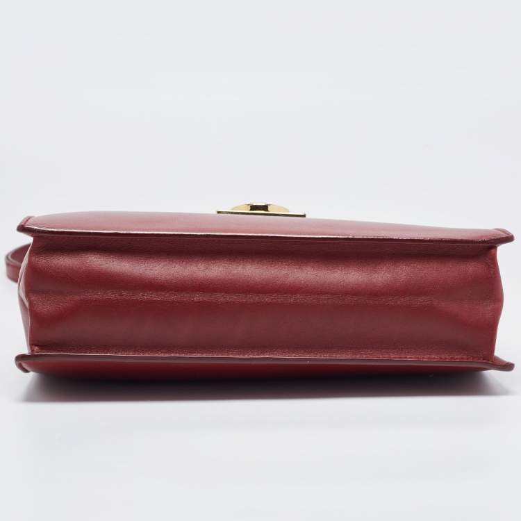 Pre Owned Salvatore Ferragamo Red Leather Gancio Lock Top Handle Bag