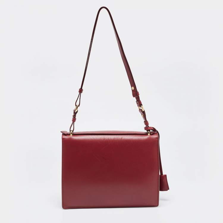 Pre Owned Salvatore Ferragamo Red Leather Gancio Lock Top Handle Bag