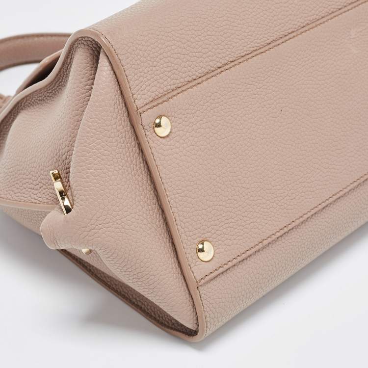 Pre Owned Salvatore Ferragamo Dark Beige Gancini Flap Top Handle Bag