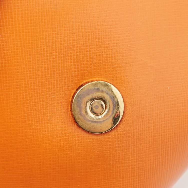 Pre Owned Salvatore Ferragamo Orange Leather Vara Bow Crossbody Bag