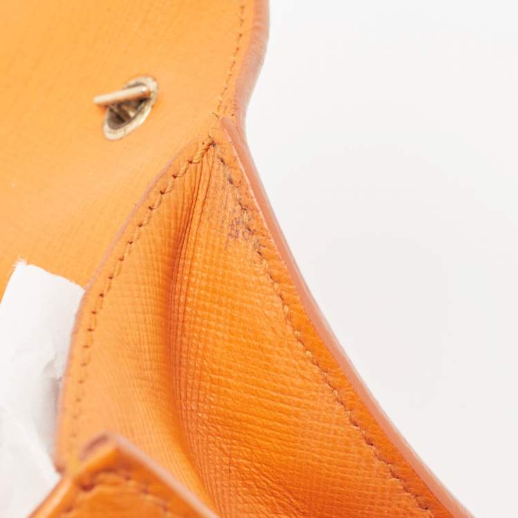 Pre Owned Salvatore Ferragamo Orange Leather Vara Bow Crossbody Bag
