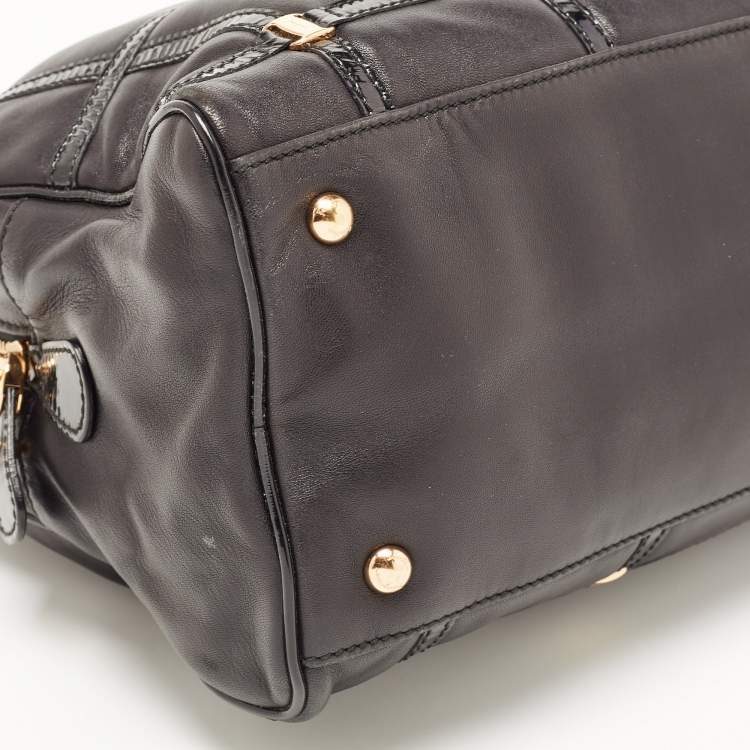 Pre Owned Salvatore Ferragamo Black Leather Square Quilt Satchel