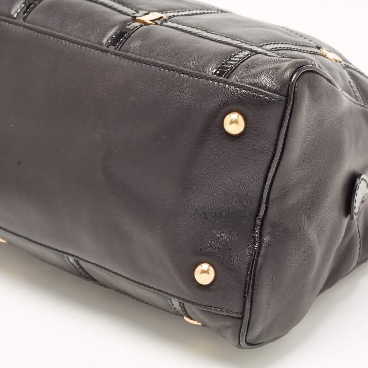 Pre Owned Salvatore Ferragamo Black Leather Square Quilt Satchel