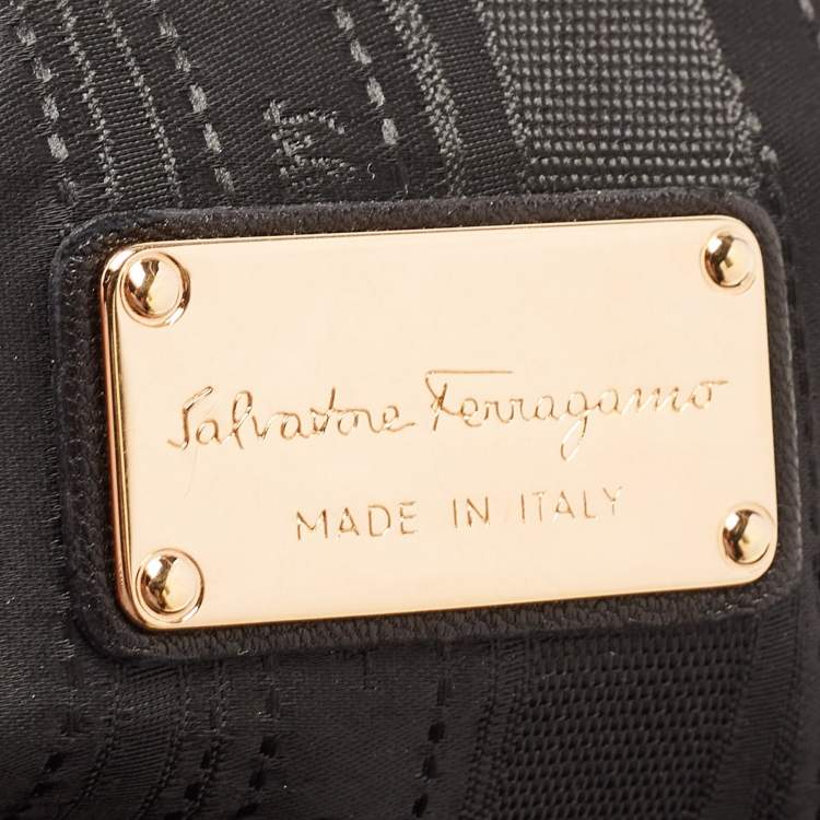 Pre Owned Salvatore Ferragamo Black Leather Square Quilt Satchel