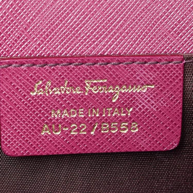 Pre Owned Salvatore Ferragamo Dark Pink Leather Vara Bow Chain Bag