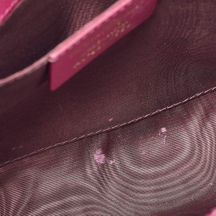 Pre Owned Salvatore Ferragamo Dark Pink Leather Vara Bow Chain Bag
