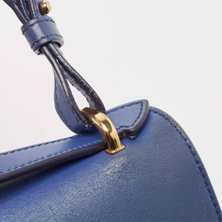 Pre Owned Salvatore Ferragamo Blue Leather Marisol Top Handle Bag