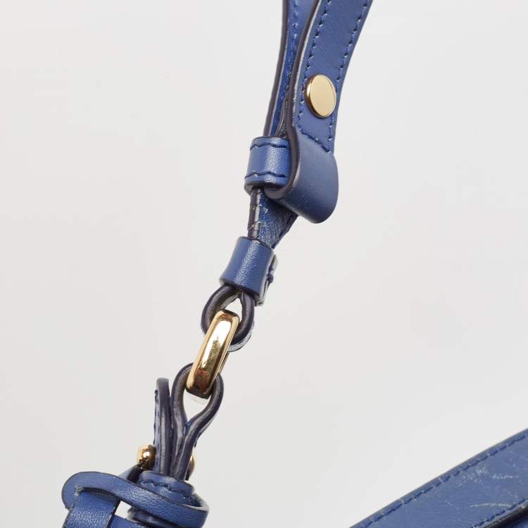 Pre Owned Salvatore Ferragamo Blue Leather Marisol Top Handle Bag