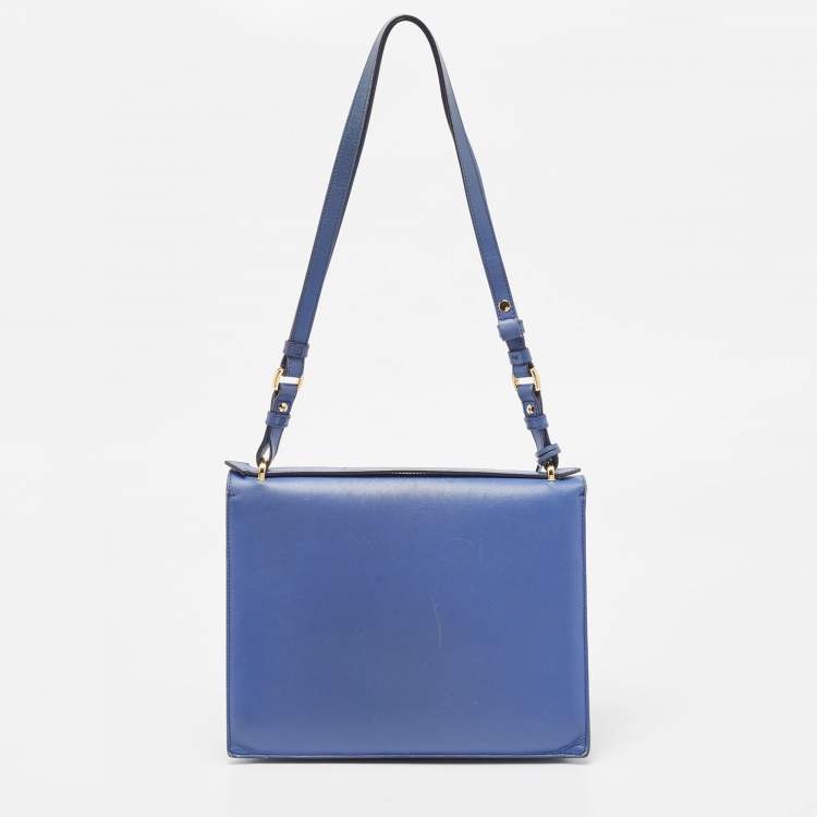Pre Owned Salvatore Ferragamo Blue Leather Marisol Top Handle Bag