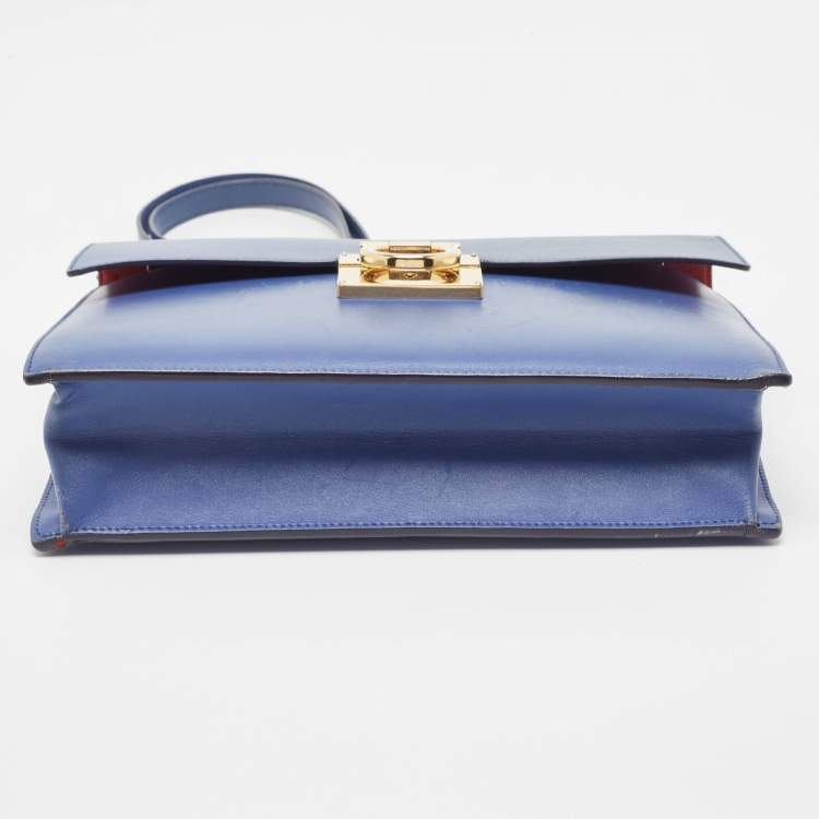 Pre Owned Salvatore Ferragamo Blue Leather Marisol Top Handle Bag