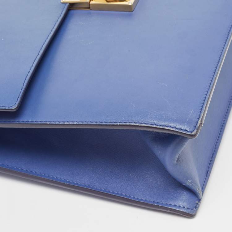 Pre Owned Salvatore Ferragamo Blue Leather Marisol Top Handle Bag