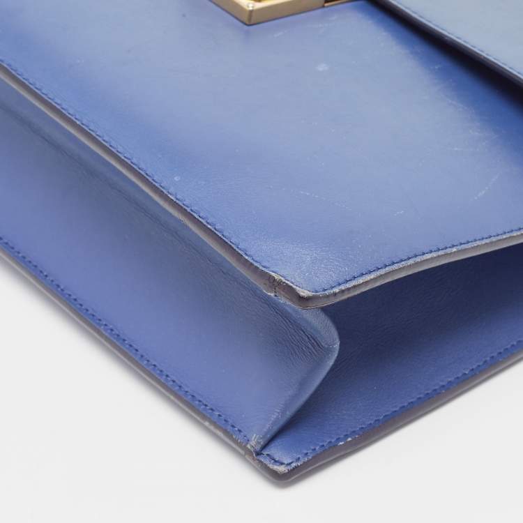 Pre Owned Salvatore Ferragamo Blue Leather Marisol Top Handle Bag