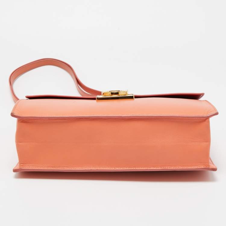 Pre Owned Salvatore Ferragamo Orange Leather Marisol Top Handle Bag