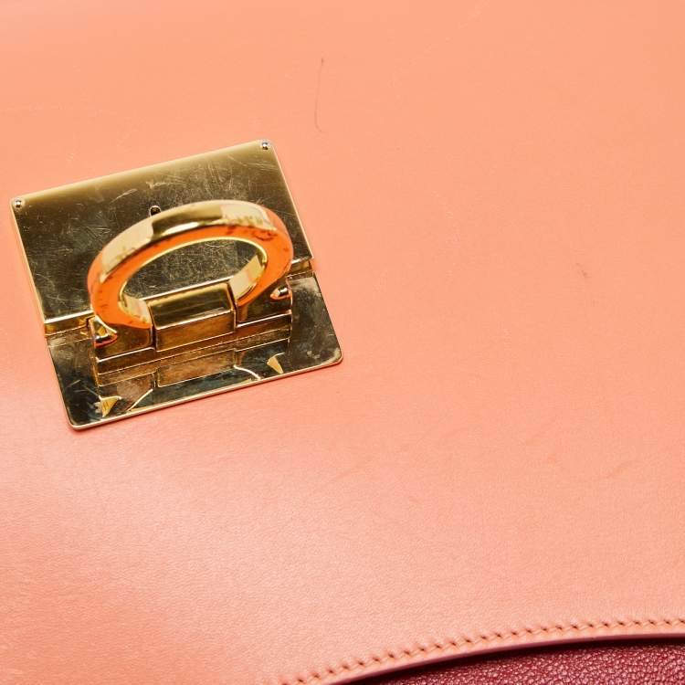 Pre Owned Salvatore Ferragamo Orange Leather Marisol Top Handle Bag