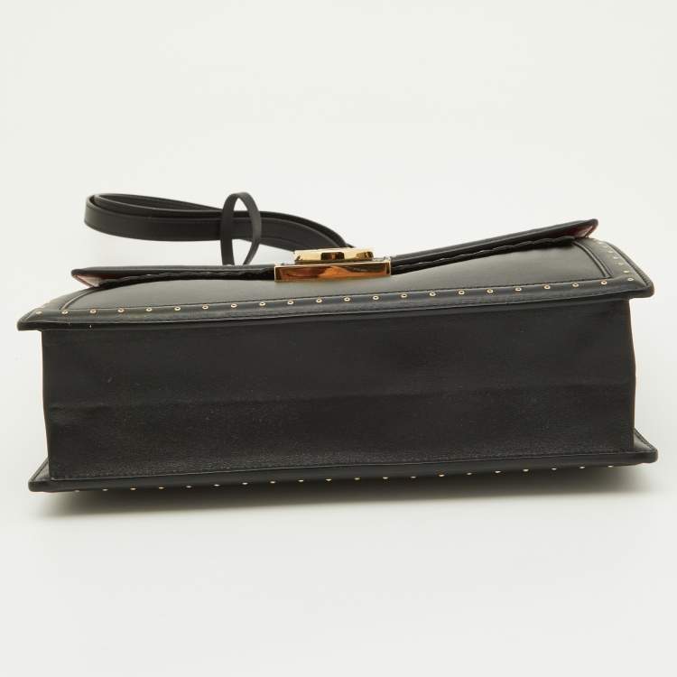Pre Owned Salvatore Ferragamo Black Grommets Leather Marisol Top Handle Bag