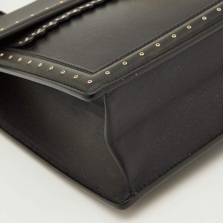 Pre Owned Salvatore Ferragamo Black Grommets Leather Marisol Top Handle Bag