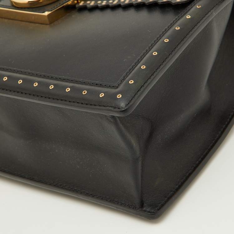 Pre Owned Salvatore Ferragamo Black Grommets Leather Marisol Top Handle Bag