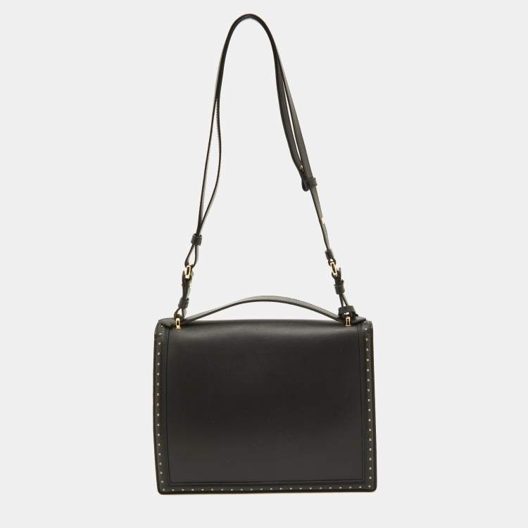 Pre Owned Salvatore Ferragamo Black Grommets Leather Marisol Top Handle Bag