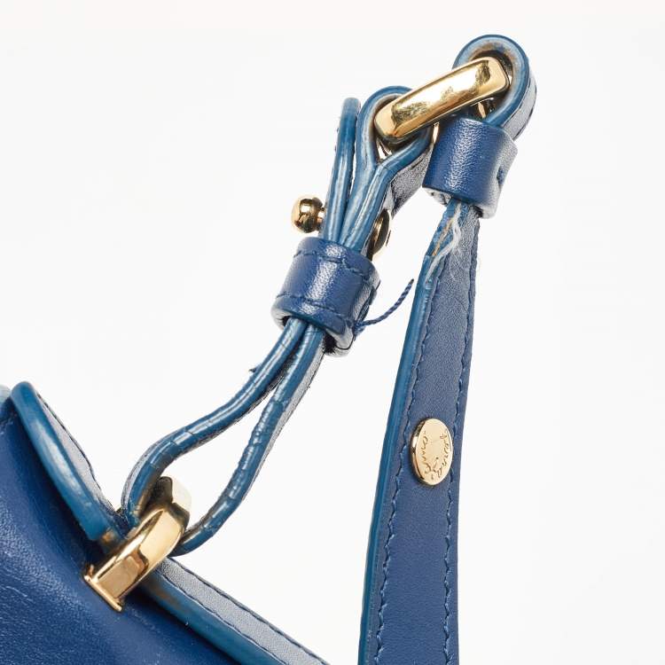 مملوكة مسبقًا Salvatore Ferragamo Navy Blue Leather Gancio Lock Shoulder Bag