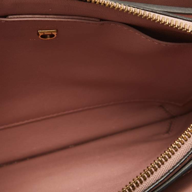 Pre Owned Salvatore Ferragamo Pink Leather Trifolio Crossbody Bag