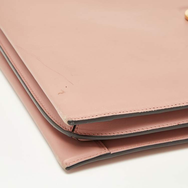 Pre Owned Salvatore Ferragamo Pink Leather Trifolio Crossbody Bag
