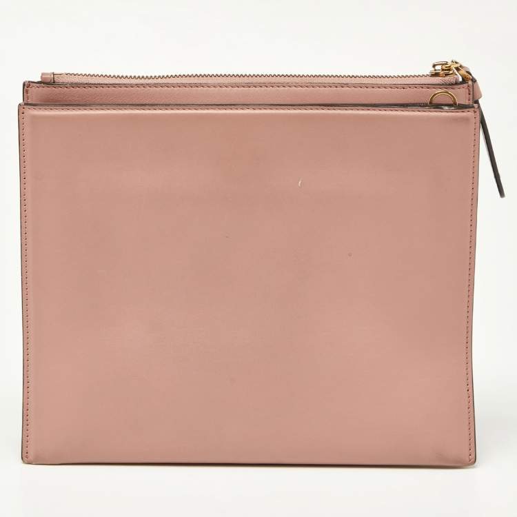Pre Owned Salvatore Ferragamo Pink Leather Trifolio Crossbody Bag