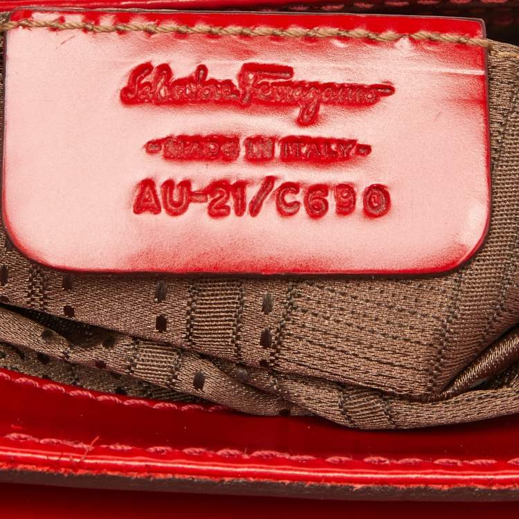 Pre Owned Salvatore Ferragamo Red Glossy Leather Rory Crossbody Bag