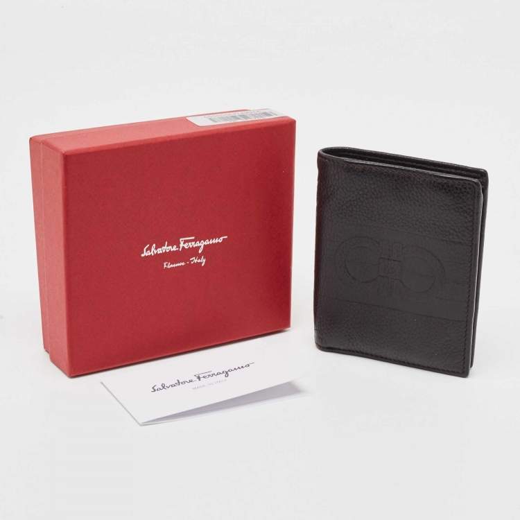 Pre Owned Salvatore Ferragamo Brown Leather Bifold Card Holder