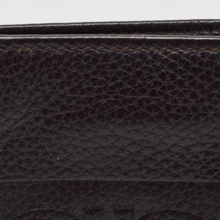 Pre Owned Salvatore Ferragamo Brown Leather Bifold Card Holder