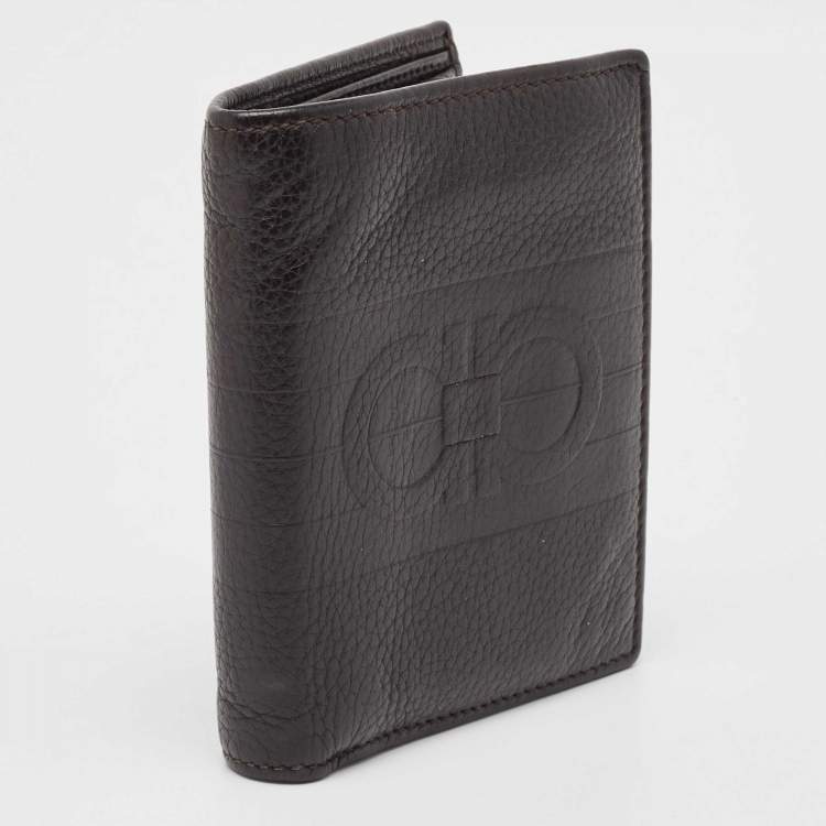 Pre Owned Salvatore Ferragamo Brown Leather Bifold Card Holder