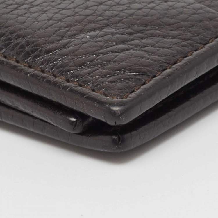 Pre Owned Salvatore Ferragamo Brown Leather Bifold Card Holder