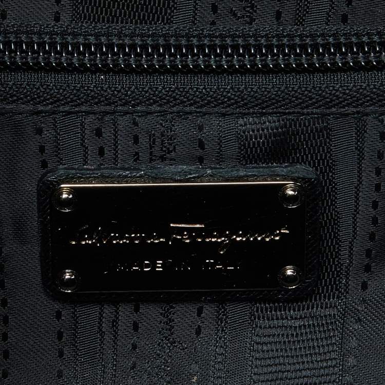 Pre Owned Salvatore Ferragamo Black Leather Katia Top Handle Bag