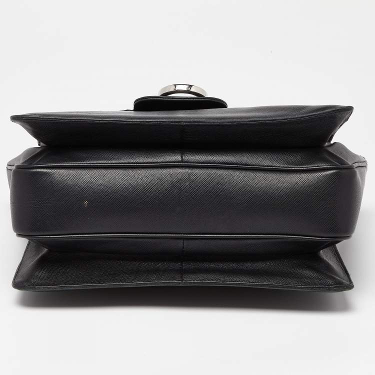 Pre Owned Salvatore Ferragamo Black Leather Katia Top Handle Bag