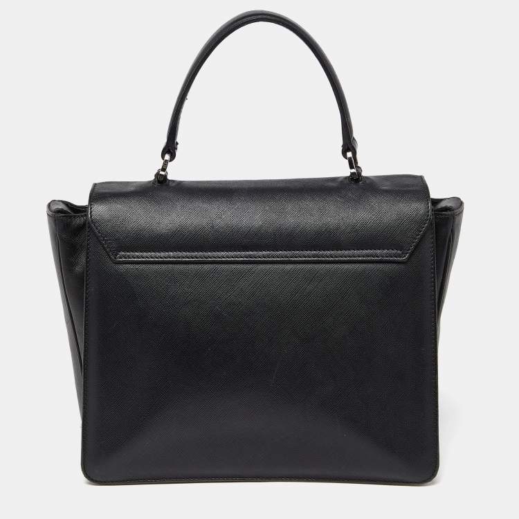 Pre Owned Salvatore Ferragamo Black Leather Katia Top Handle Bag