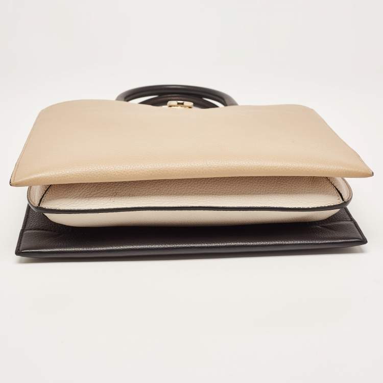 Pre Owned Salvatore Ferragamo Tricolor Leather Trifolio Top Handle Bag
