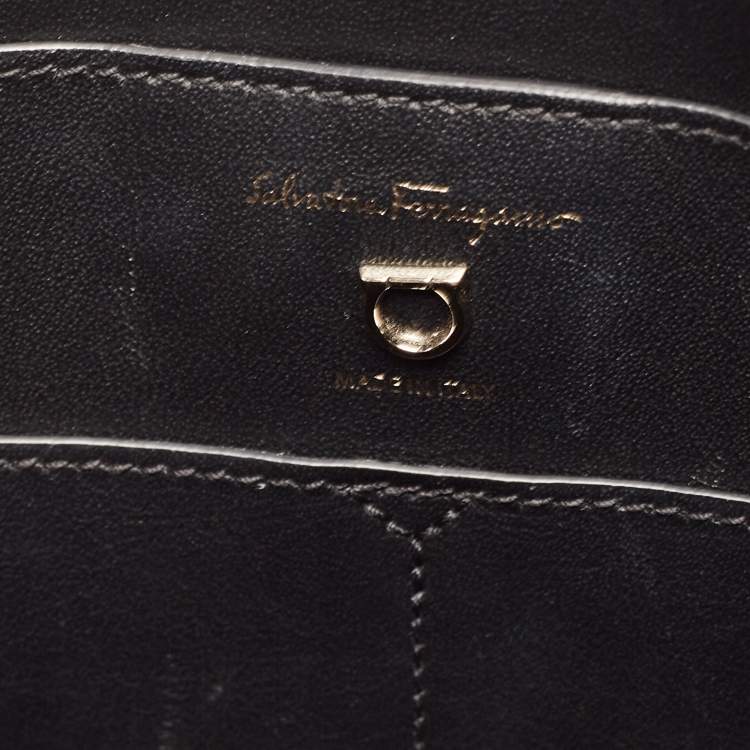 Pre Owned Salvatore Ferragamo Tricolor Leather Trifolio Top Handle Bag