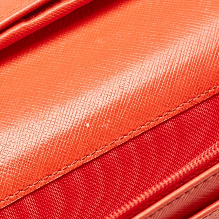 Pre Owned Salvatore Ferragamo Orange Leather Gancini Icona Continental Wallet